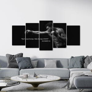 Muhammad Ali Quote Boxing Legend Quote Poster Black and White Boxing Legend Wall Art Home Framed Decor, Inspirational Prints, Perfect Motivational Boxing Prints (5 Piece Large)