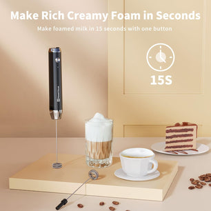 Rechargeable Handheld Milk Frother with Detachable Stainless Steel Whisk