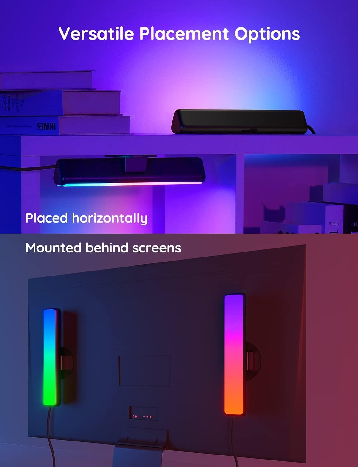 Smart LED Light Bars, RGBICWW Wifi, Alexa/Google Assistant Compatible, Scene & Music Modes for TV, Gaming, Room Decor