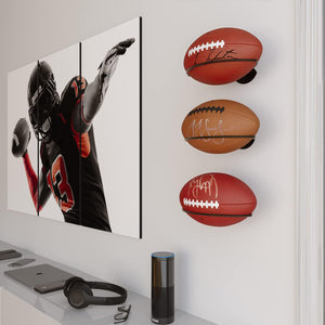 Sporta Wall Mount Football Rack, Black Steel Ball Holder and Organizer