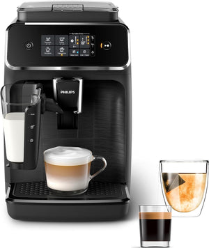 Philips 2200 Automatic Espresso Machine with LatteGo, Touch Display, Ceramic Grinder, Black