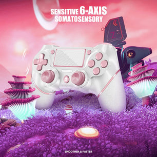 Custom Wireless Controller for PS4 with Non-Slip Grip and Audio Jack (Pink-White)