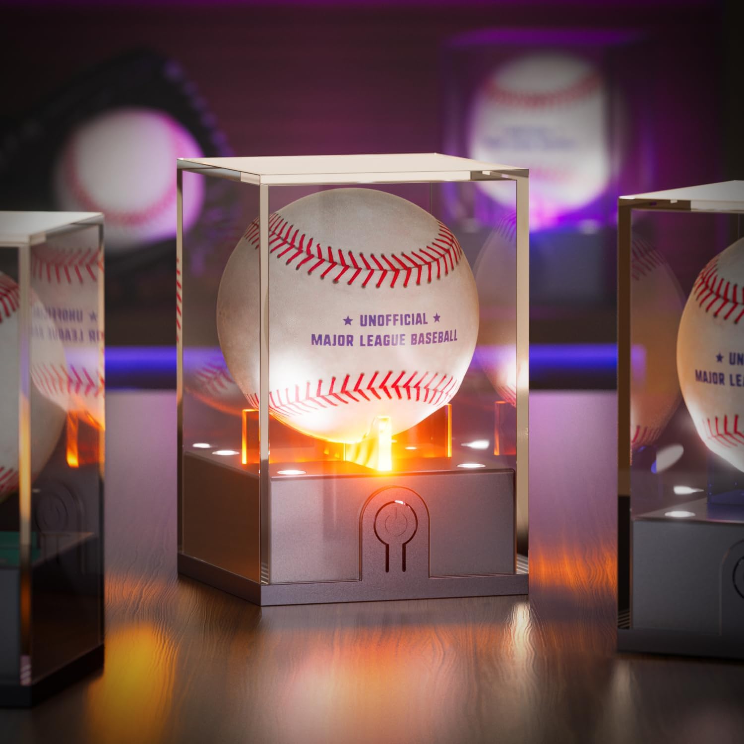 Acrylic Baseball Display Case with LED Light, UV Protected, 1 Pc