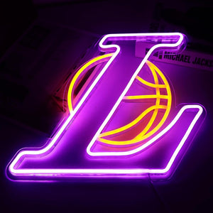 JFLLamp Lakers Neon Sign - LED Lights for Bedroom, Man Cave, Bar - Gift for LA Basketball Fans