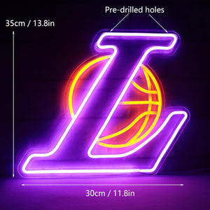 JFLLamp Lakers Neon Sign - LED Lights for Bedroom, Man Cave, Bar - Gift for LA Basketball Fans