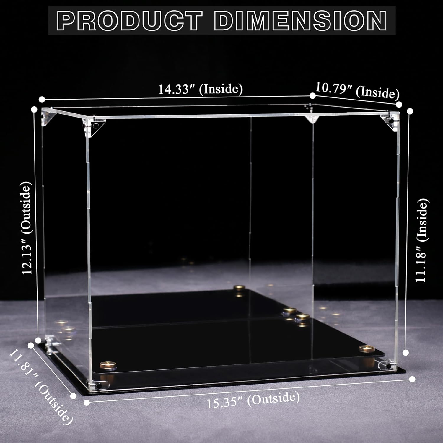 Premium Football Helmet Display Case with LED Lights and Gold Risers