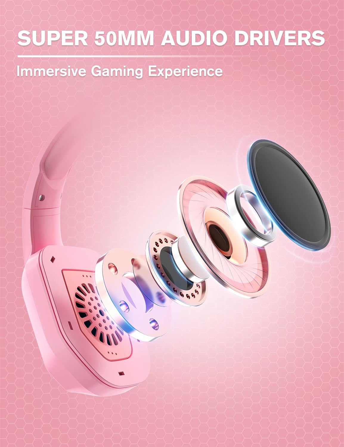 Z30 Pink Gaming Headset with Noise-Canceling Mic, RGB Light, 7.1 Surround Sound, Comfortable Earmuffs