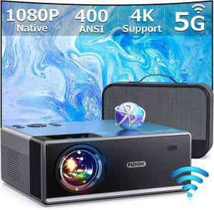 Projector with 5G Wifi and Bluetooth, 1080P 15000L Outdoor Projector with HDMI and USB, Max 300