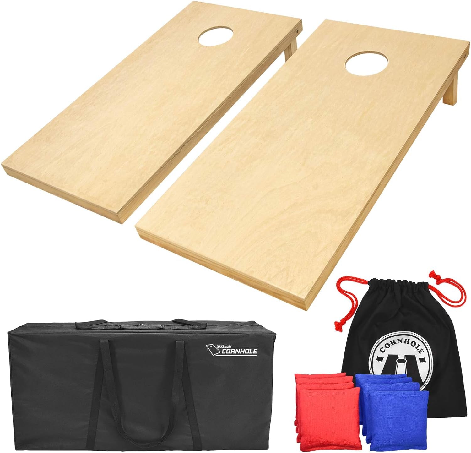 Solid Wood Premium Cornhole Set - Choose between 4 Feet X 2 Feet or 3 Feet X 2 Feet Game Boards, Includes Set of 8 Corn Hole Toss Bags