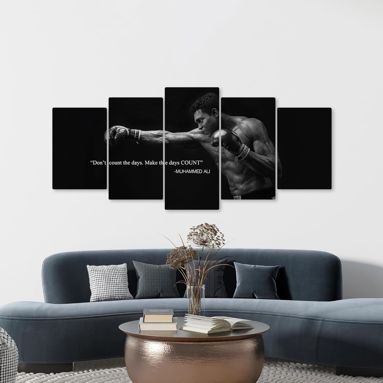 Muhammad Ali Quote Boxing Legend Quote Poster Black and White Boxing Legend Wall Art Home Framed Decor, Inspirational Prints, Perfect Motivational Boxing Prints (5 Piece Large)