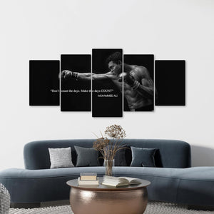 Muhammad Ali Quote Boxing Legend Quote Poster Black and White Boxing Legend Wall Art Home Framed Decor, Inspirational Prints, Perfect Motivational Boxing Prints (5 Piece Large)